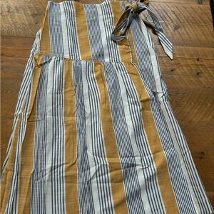 Anthropologie Mustard and Navy Striped Skirt